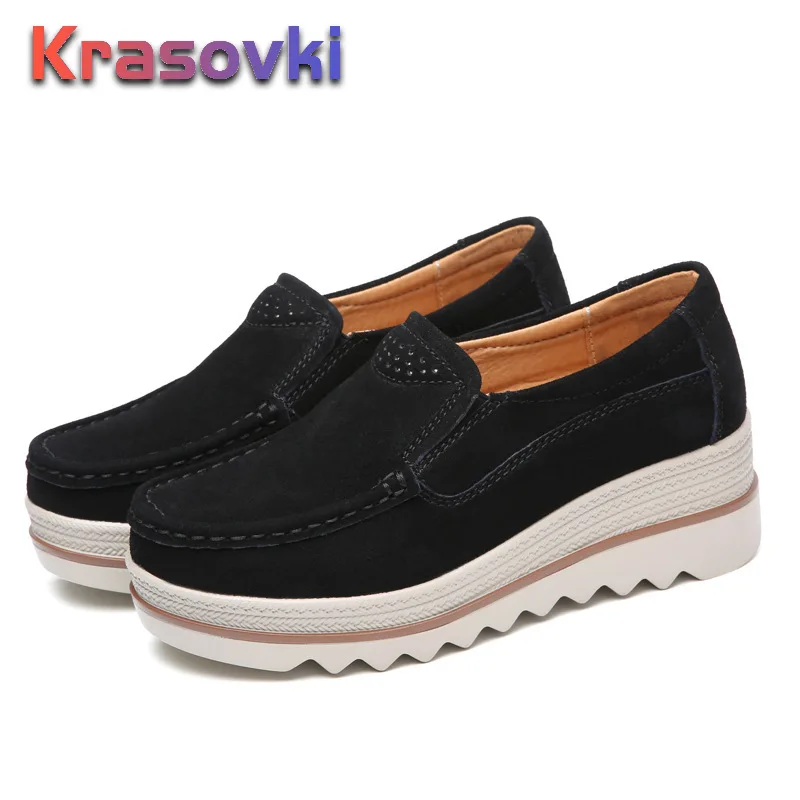 

Krasovki Platform Shoes Women Slip on Shoes Breathable Comfortable Creepers Sneakers moccasins Suede Loafers new sneakers Suede