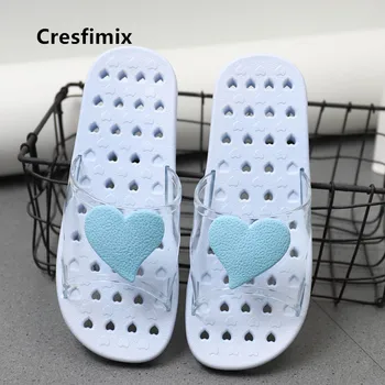 

Cresfimix Women Cute Sweet Holded Bathroom Slippers with Heart Shape Lady Casual Home & Outside Summer Slippers Chaussons E5048