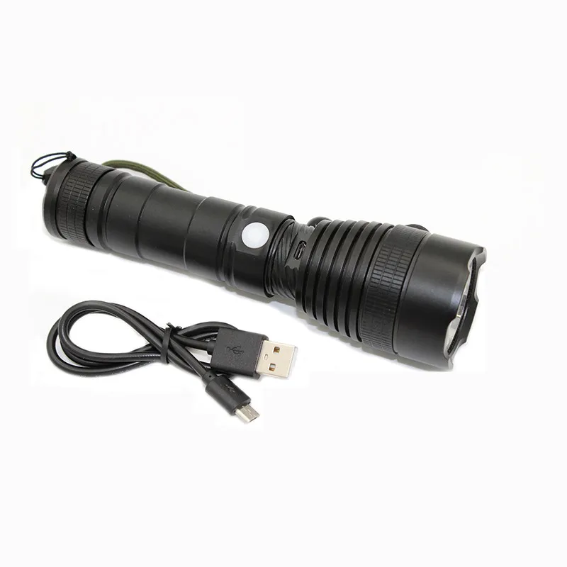 

USB Handy LED Torch Flash Light Pocket LED Rechargeable Flashlight Lamp For Outdoor Hunting 3 Model Black