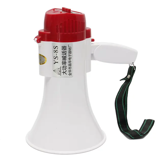 Portable Speaker Megaphone Strap Grip Loudspeaker Record Play with Siren