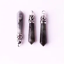 1 шт. красивый натуральный кристалл кварц драгоценный камень длинный Лабрадорит маятник спектролит подвески из лунного камня Ювелирные изделия подходит ожерелье