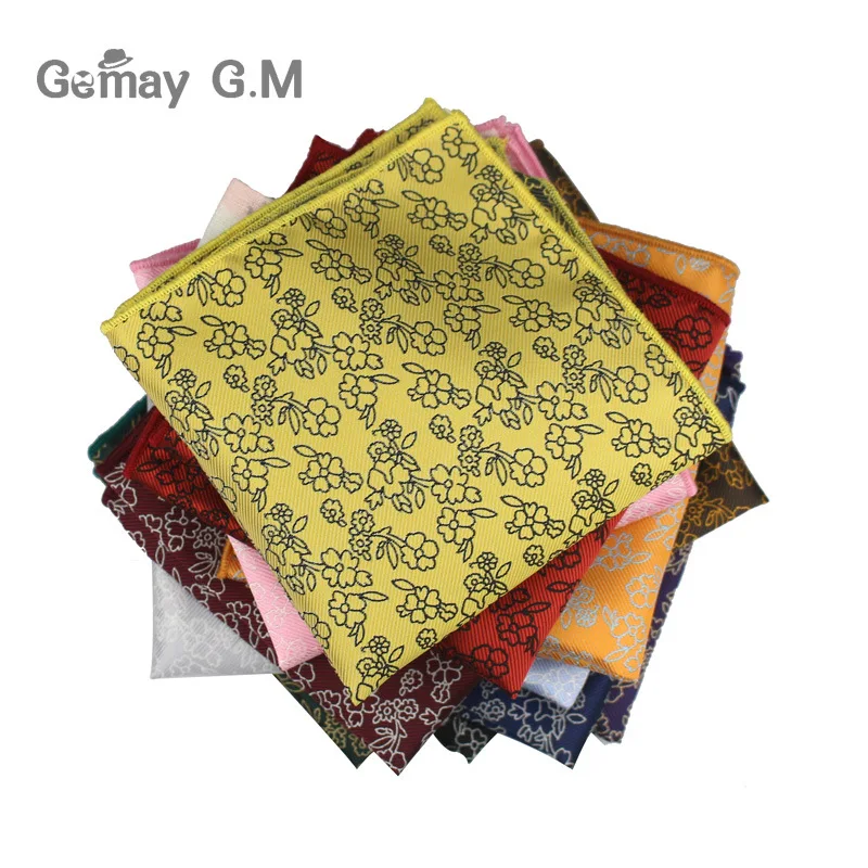 Polyester Woven Handkerchief Mens Business Suit Floral Pocket Square Hankies Classic Design Plaid Pocket Towel Hanky