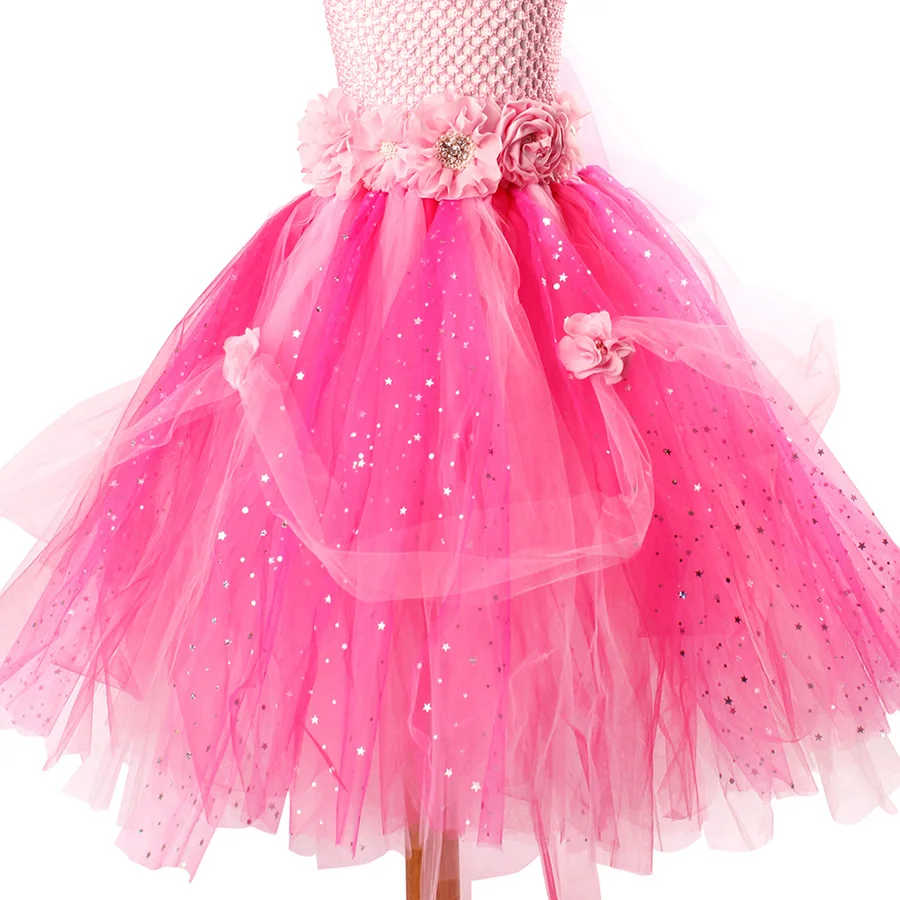 Glittery Flower Girls Tutu Dress Kids Princess Wedding Party Dresses for Christmas Costumes Baby Pageant Fancy Tutu Ball Gown (3)