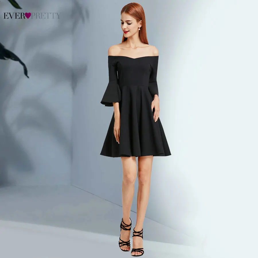 

Robe De Soiree Little Black Homecoming Dresses 2018 Ever Pretty EP05883 Elegant A Line Off Shoulder Short Evening Party Gowns