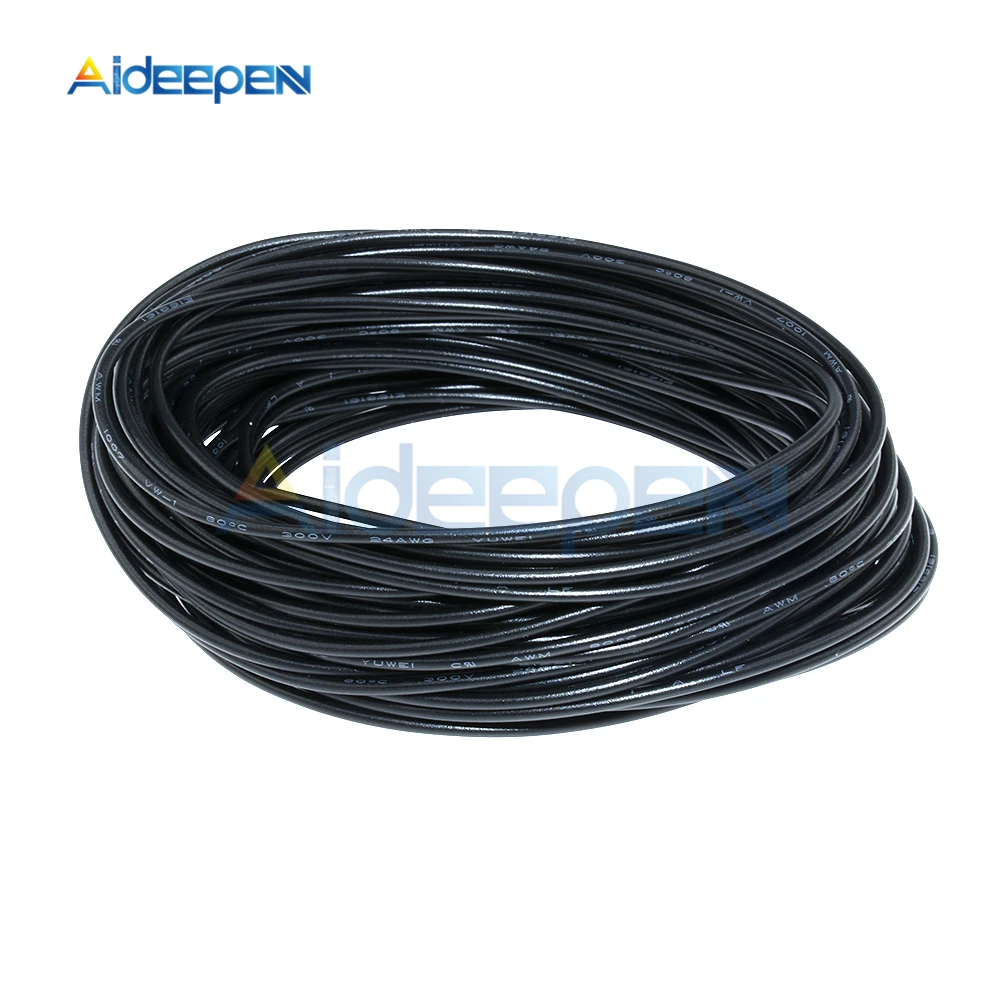 Черный 10 метров UL 1007 провод 24AWG ПВХ изолированный электрический кабель Монтажный