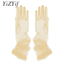Yizyuf женские прозрачные тюлевые перчатки, прозрачные длинные перчатки с открытыми пальцами, варежки, вечерние аксессуары для фотографии, перчатки