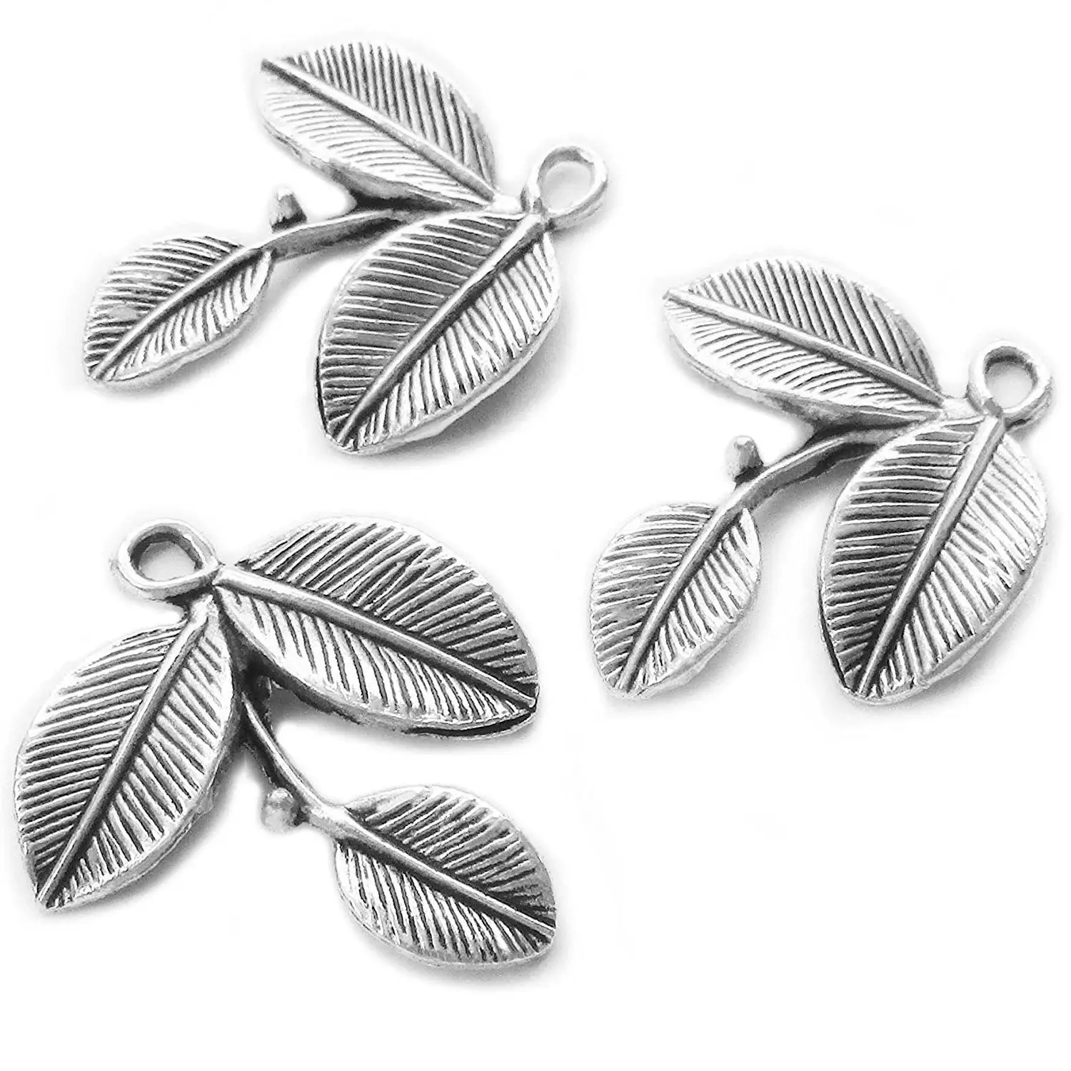 

46 Pieces Ancient silver Leaf DIY Charms Pendants 27mmX24mm