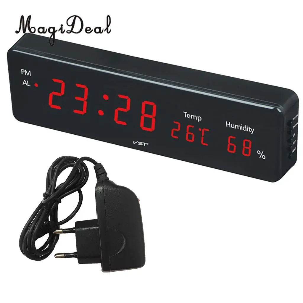 LED Digital Alarm Clock Desk Table Weather Station Desk Temperature Hygrometer Electronic Clock EU Plug