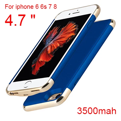 Slim Ultra Thin Battery Charger Case For iPhone 8 7 6 6s Plus Power Bank Battery Charger Phone Case For iPhone 6 6 s 7 8 X XS - Цвет: i6 i6s i7 i8 Blue