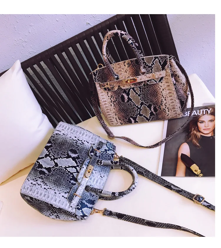 

2019 Women Bag Ladies Luxury Snake Shoulder Bags Designer Handbags High Quality Ladies Tote Bag Serpentine Pattern Leather