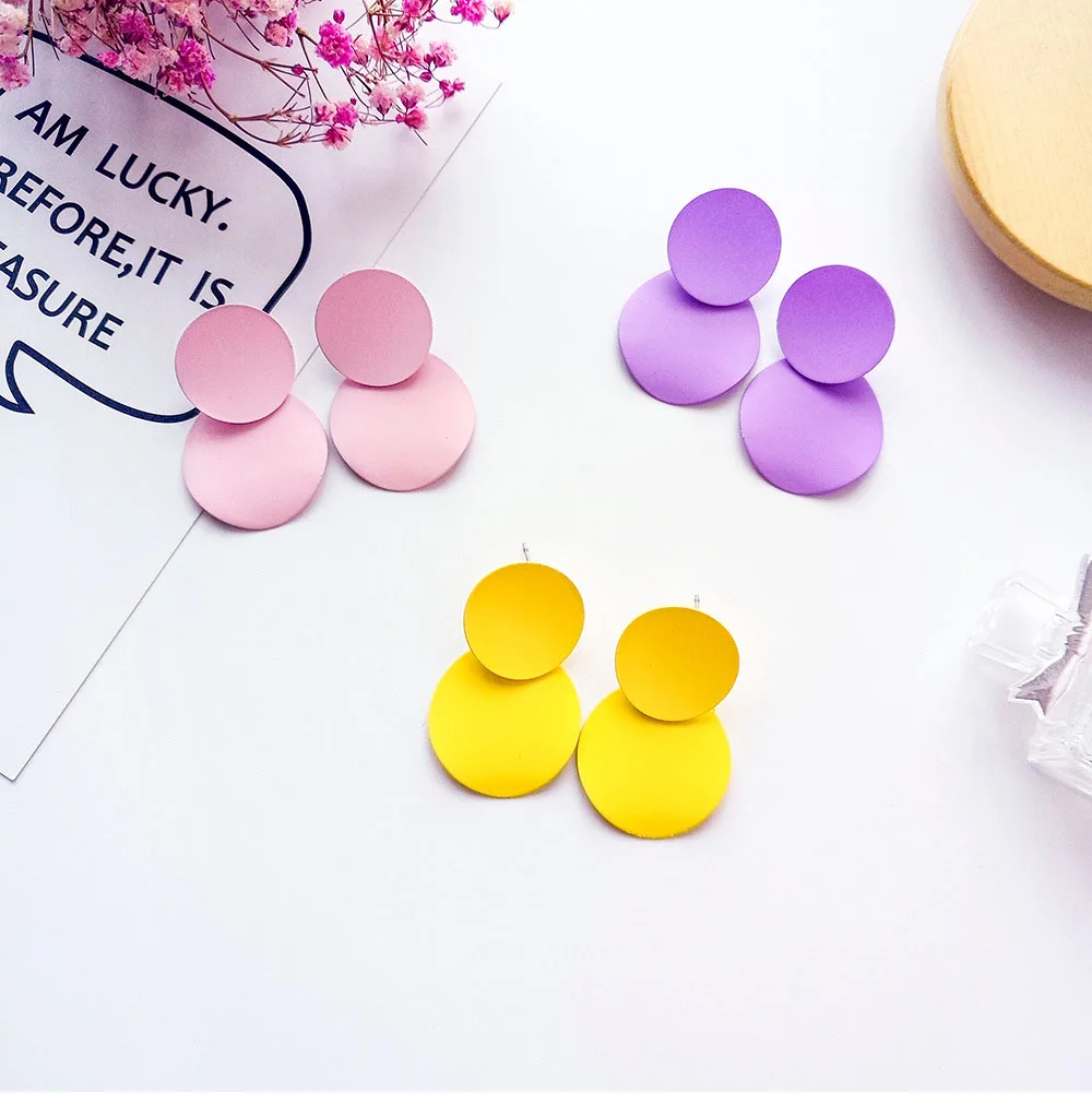 2018 New Korean Candy Colors Round Stud Earrings For Women Geometric Circle Earing Pendients Brincos Jewelry E2445 | Украшения и