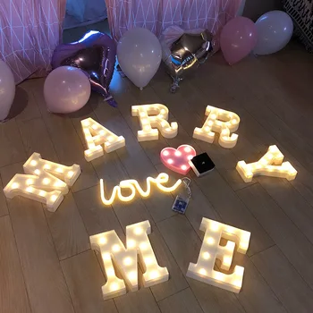 

26 Letters Warm White LED Night Light Romantic modeling lampe for Wedding birthday party decoration Propose marriage decoration