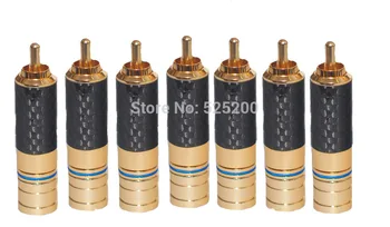 

10pcs free shipping high quality New Style Gold+Carbon fiber RCA Plug Male Pin Audio Speaker Connector for Cable Connectors