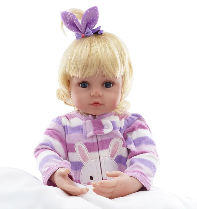New 22in 55cm Soft Cotton Body Lifelike Newborn Baby Girl With Golden Hair Stripe Clothes Adora Silicone Baby Dolls Reborn Toys (1)
