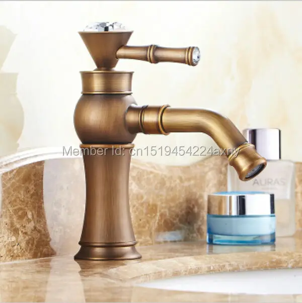 Gizero Antique Copper Crystal with Diamond Faucet Bathroom Basin Mixer Deck Mounted Hot and Cold Swivel Spout GI54 | Обустройство
