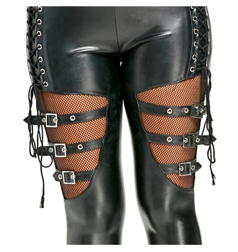 2019 New Hot Women's Sexy Faux Leather Tight Pants Black Matte Light Patent Leather PVC Latex Nightclub Pole Dancing Uniform  (3)