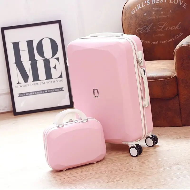 2" 22" 2" 26" чемодан против сумки для девочек розовый фиолетовый милый багаж сумка Женская дорожная сумка детские чемоданы на колесиках