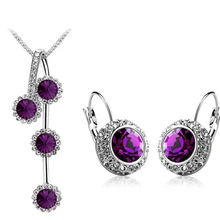 Свадебные хрустальные Новые Модные наборы серебряная Луна речной кристалл ожерелье+ Ювелирные Серьги Brincos