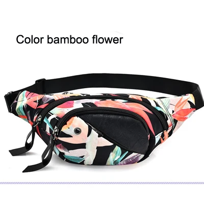 Поясная сумка с принтом, женская сумка BANANKA на молнии, поясная сумка фирменного дизайна, сумка на ремне, хорошее качество, Оксфорд, поясная сумка, сумка для телефона ZK763 - Цвет: Color bamboo flower