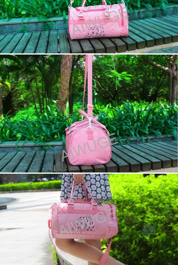 Балетная танцевальная сумка Детские розовые танцевальные сумки балерина через плечо сумки для девочек Детская Женская обувь с вышивкой