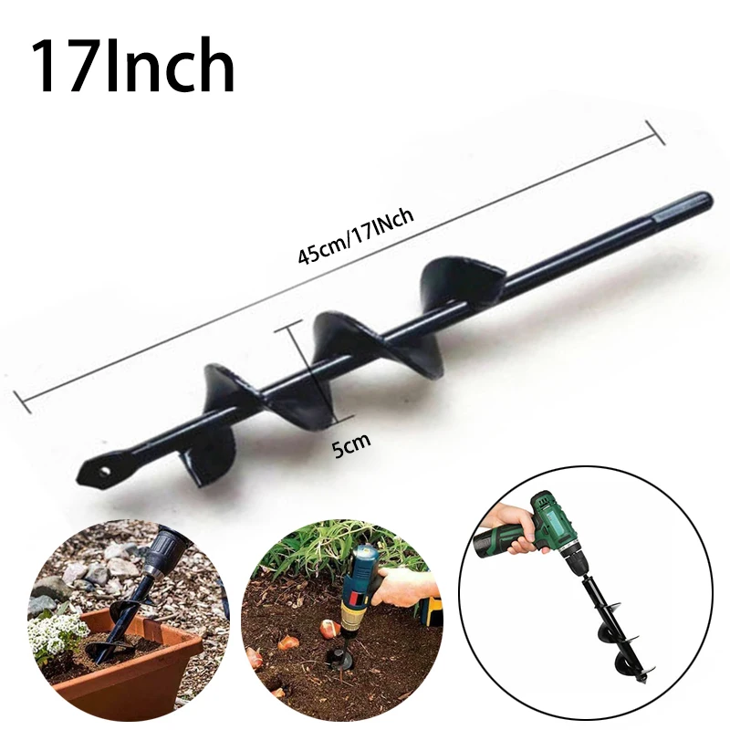

17 Inch Spiral Drill Bit Garden Auger Parts For Planting Bedding Bulbs Seedlngs