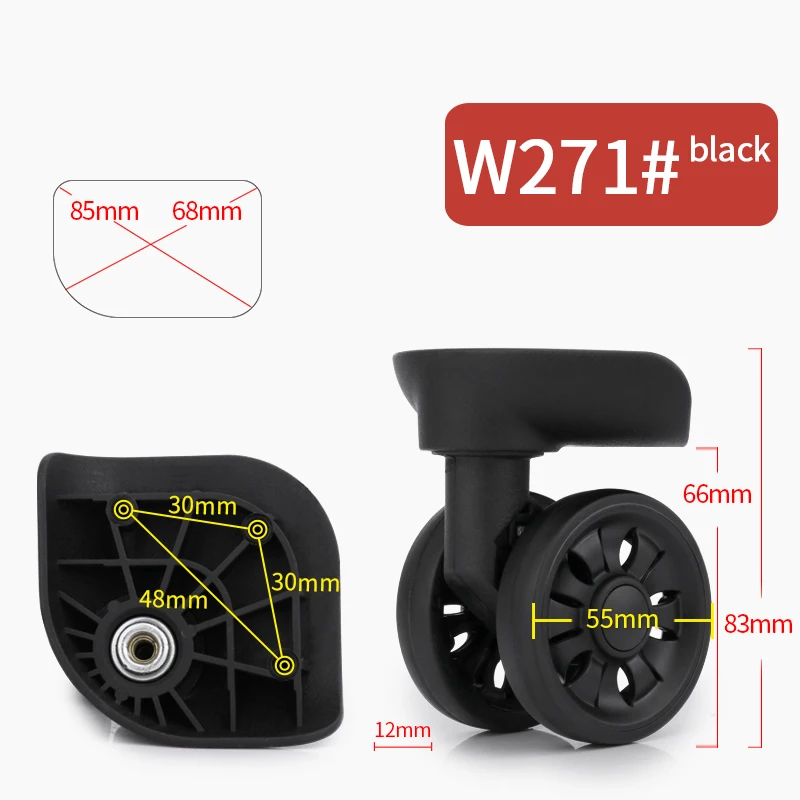 Сменные ролики, бесшумный поворотный Чехол на колесиках, Сменный Чехол на колесиках, аксессуары на колесиках, чехол для ремонта, универсальные колеса - Цвет: W271(2 Wheels)Black