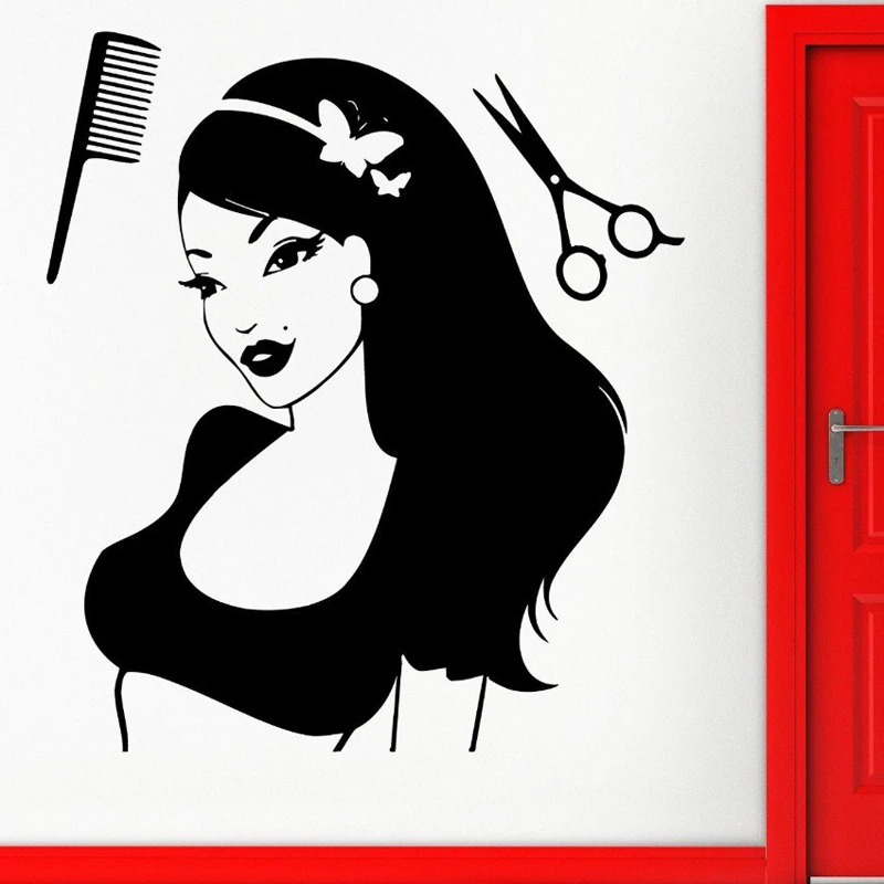 セクシーな美容師美容サロン理髪店diy壁紙取り外し可能なビニールホームインテリアアートウォールステッカーjg1340 Art Wall Sticker Wall Stickerbeauty Salon Aliexpress