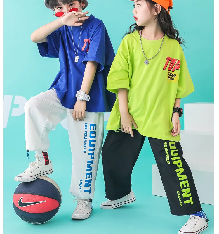 Children's clothing for boys Girls Set summer 2019 hip hop streetwear t shirt pants Childhood clothes summer clothes for kids girl (11)
