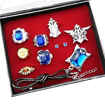 

Black butler Kuroshitsuji Ciel Phantomhive Cosplay Rings Necklace earring Set gift Black butler