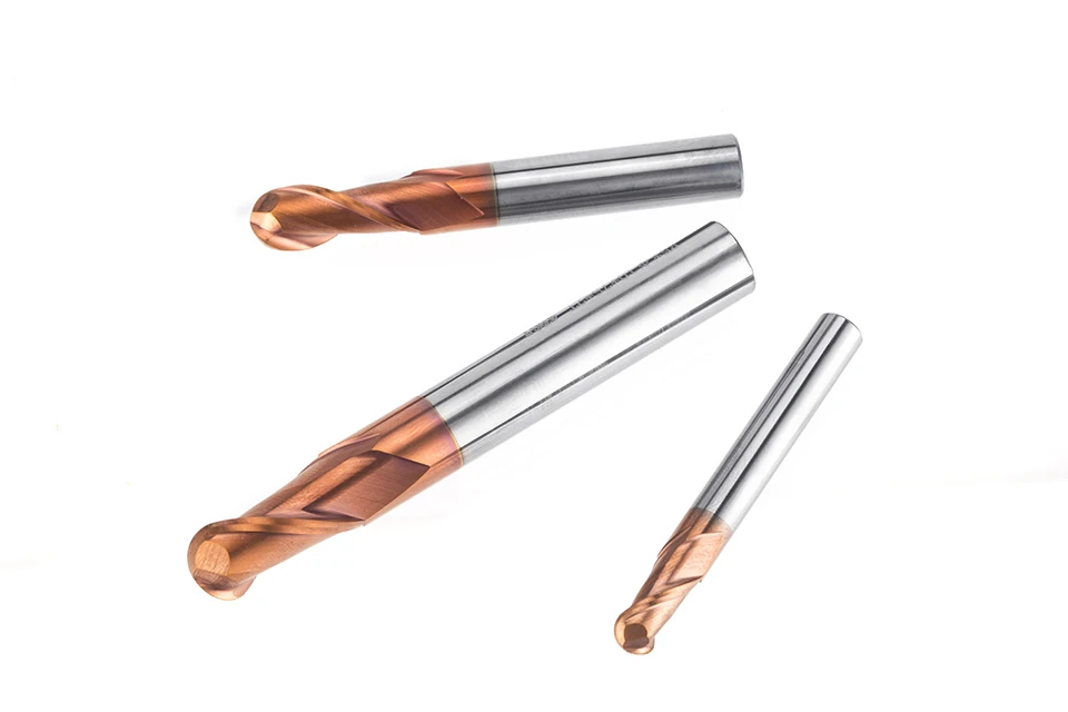 HUHAO 1pc HRC50 Tapered Ball Nose End Mill Tungsten Coated Ball Head Cutter Tungsten Steel R0.5-R6mm CNC Engraving Bit