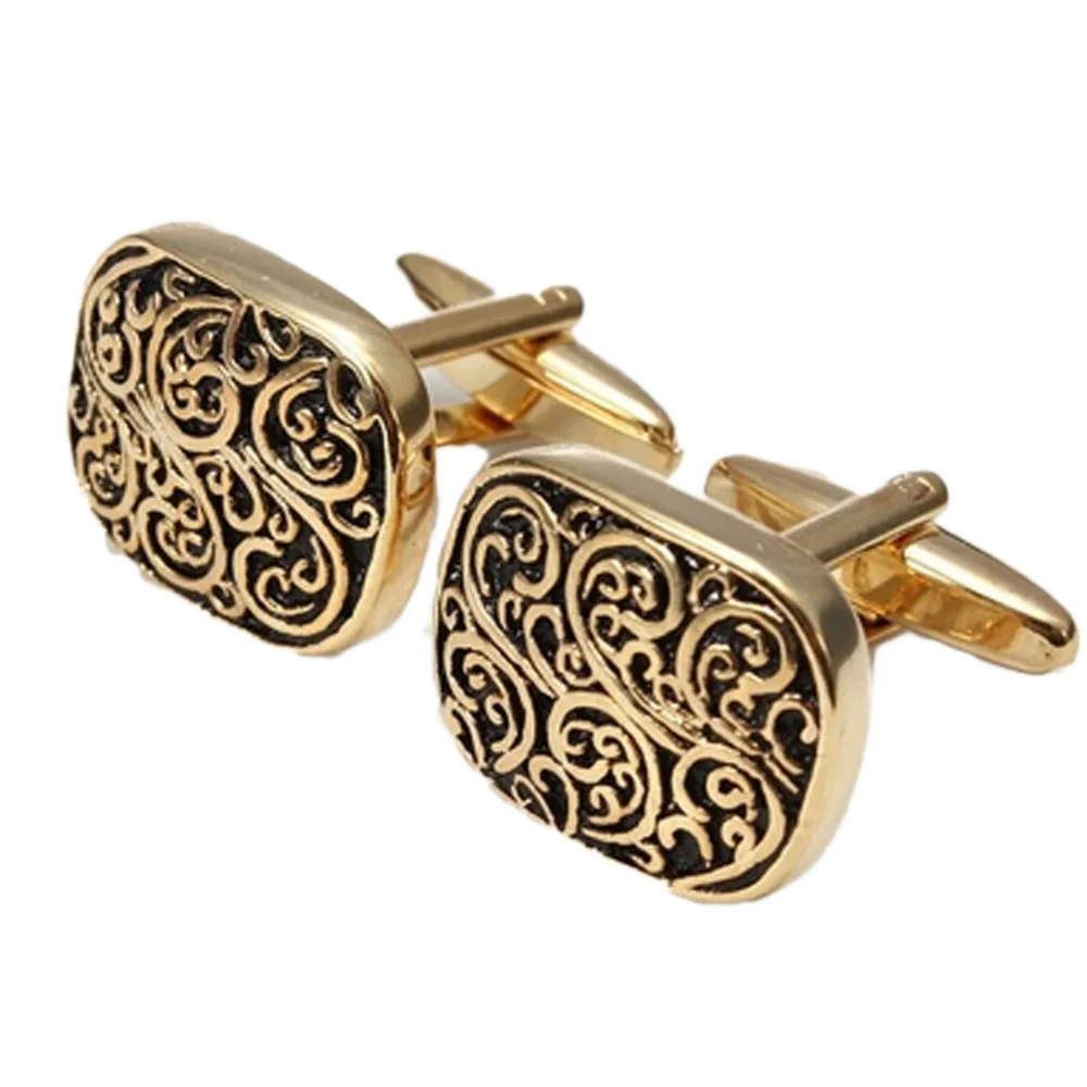

2019 New Gold Rome pattern Design Cufflinks Men's Cuff Links For Wedding Wholesale Gift