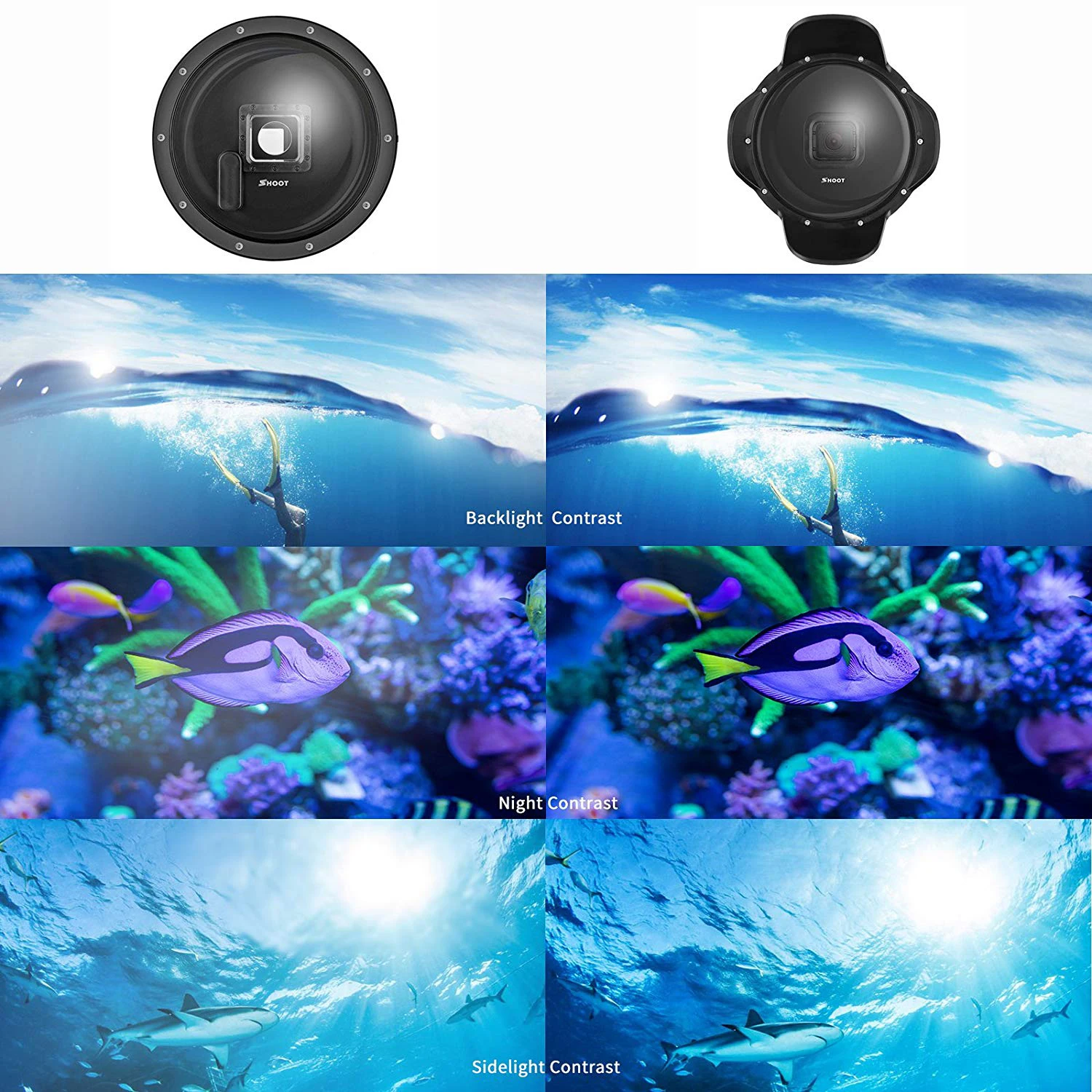 Съёмка подводный купол порт для GoPro HERO6 HERO5 HERO2018(купол порт+ Водонепроницаемый чехол+ ручка