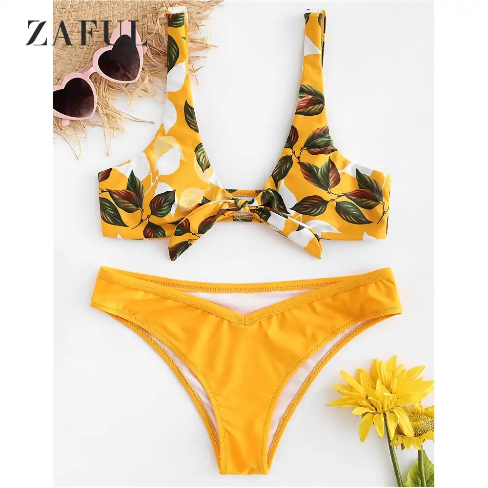 zaful yellow bathing suit