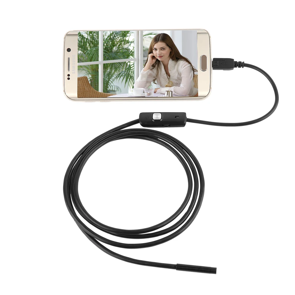 2018/5. 5 мм объектив 1 м 2 3 Android USB эндоскоп камера Гибкая Змея труба осмотр телефон