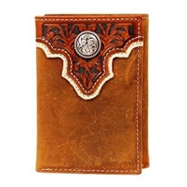 Ariat A3510637 Triangle Top Tri-Fold Wallet Light Brown - One Size