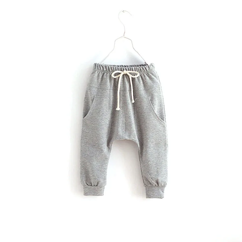Трикотажные штаны-шаровары для малышей, штаны для маленьких мальчиков, эластичные штаны для девочек 2-7 лет - Цвет: Серый