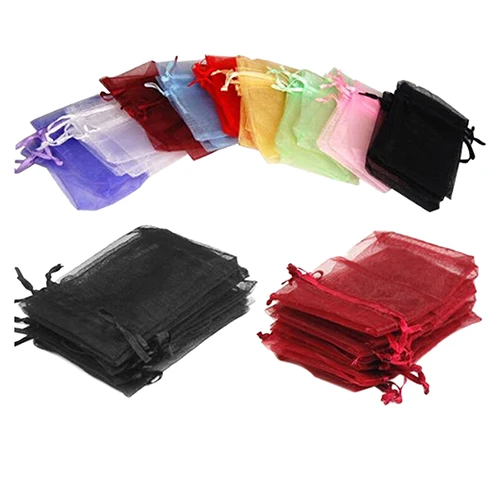 

50 Pcs Organza Jewelry Gifts Drawable Box Wedding Gift Candy Mini Pouch Bag