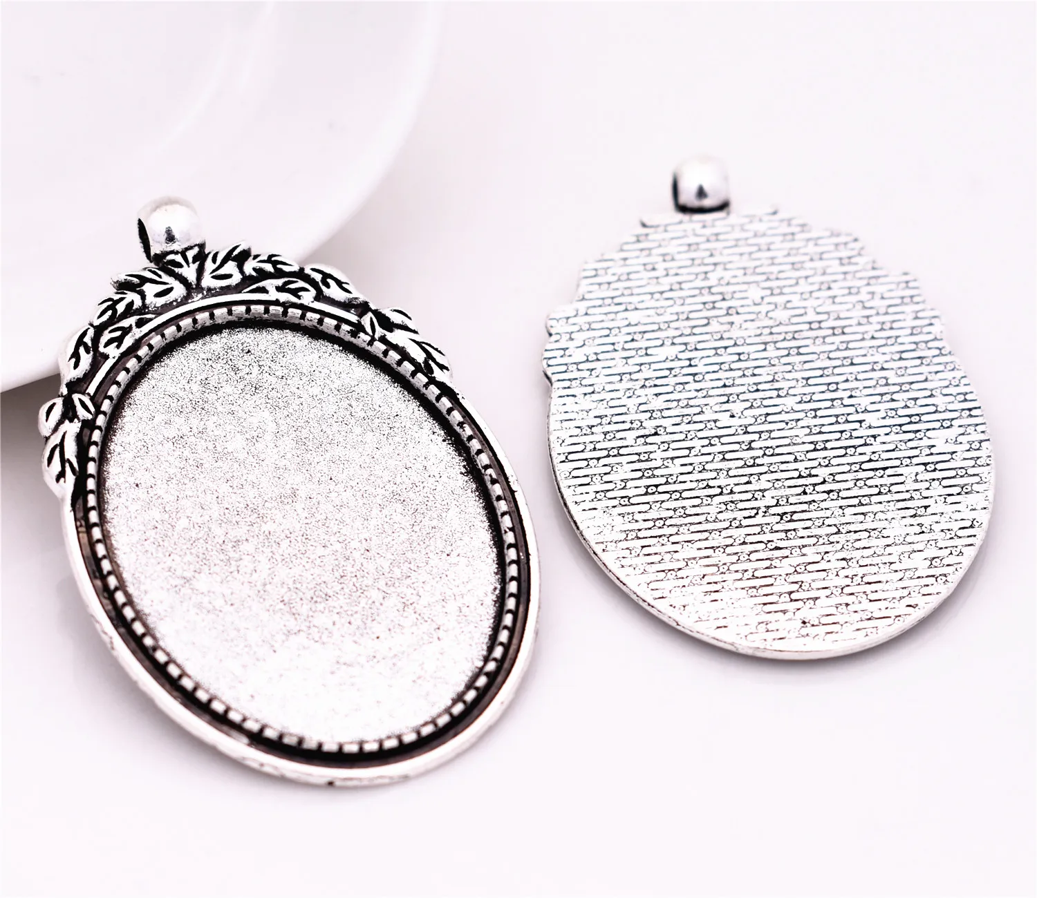 4pcs 30x40mm Inner Size Antique Silver Plated Simple Style Cabochon Base Cameo Setting Charms Pendant-A1-07 | Украшения и