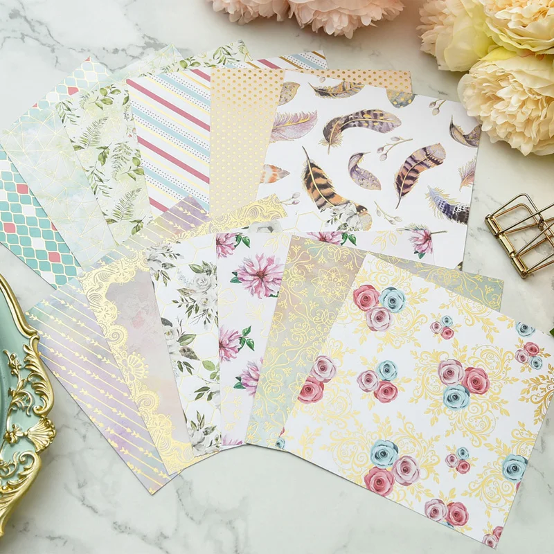 

KLJUYP 24pcs Single-side Printed Background Foil Series paper creative papercraft art paper handmade scrapbooking kit set books