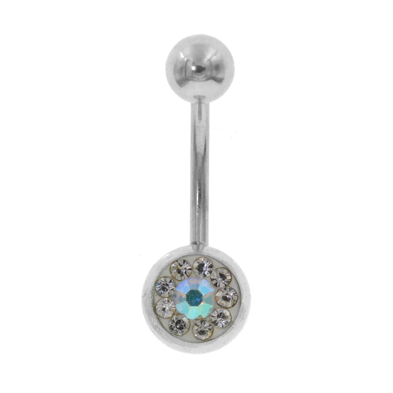 1 шт соблазнительный пупок пупка Ombligo стад ювелирные изделия кольцо для пирсинга Циркон Кристалл медицинская сталь простой бар - Окраска металла: AB Color