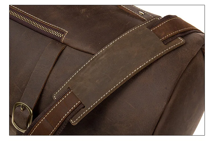Hand Strap of Woosir Genuine Leather Vintage Mens Backpack