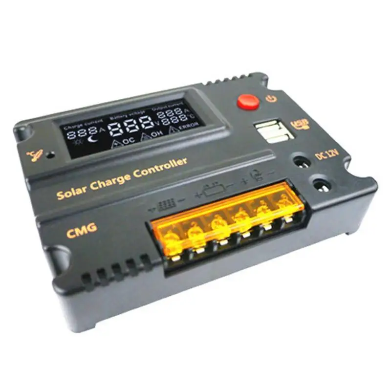10A 12V/24V LCD Display Solar Controller PWM Solar Panel Automatic Regulator Automatic Identification of Lead-Acid Battery