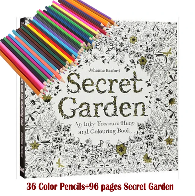 36 Color Pencils 96 Pages English Secret Garden Coloring Books For Adult Hand Drawn Relieve Stress Graffiti Painting Libros