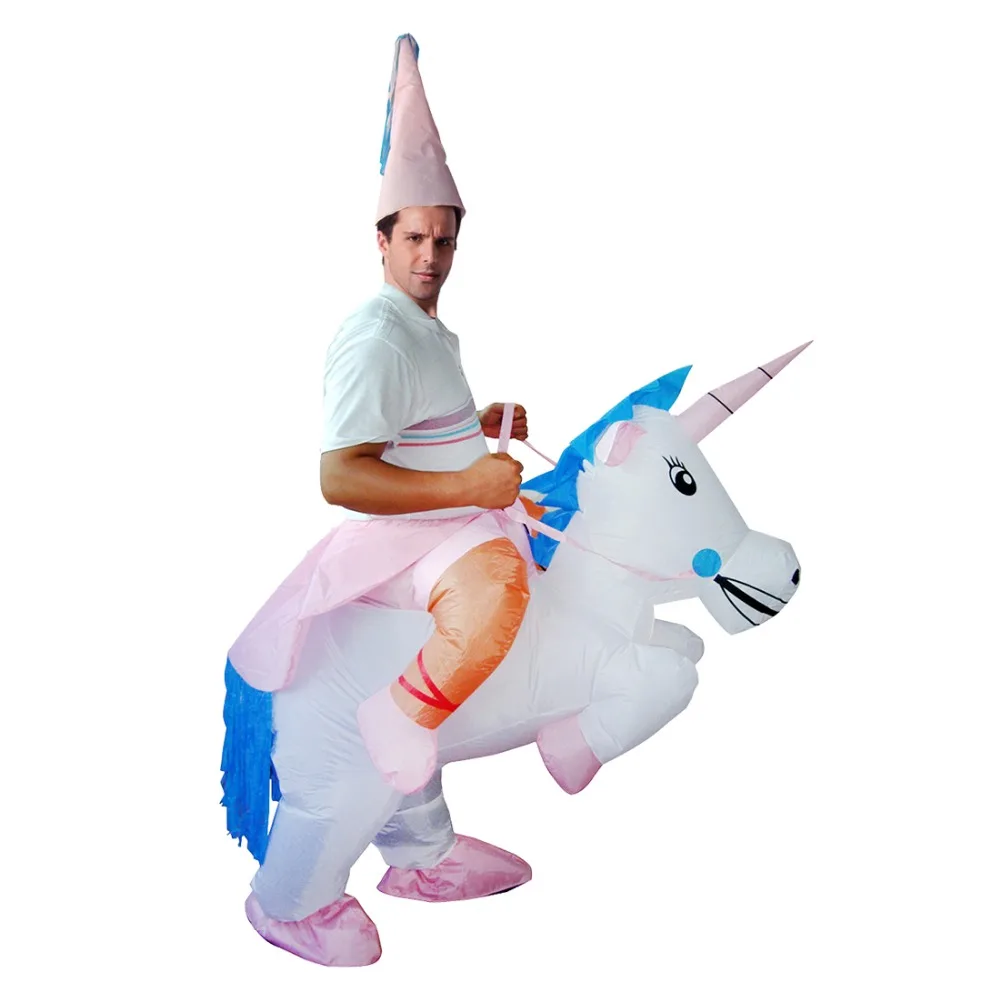 

Halloween Inflatable Costume White Nobel Haughty Purity Unicorn For Adult Kids Ride on Party Carnaval Christmas Purim