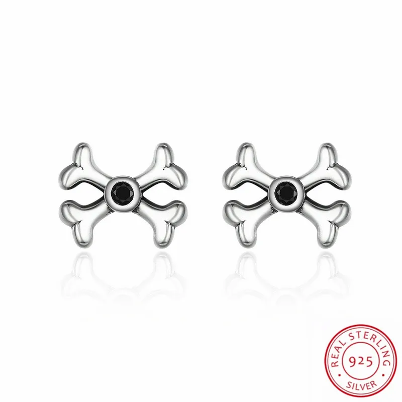 

Halloween Gift 925 Sterling Silver Bone Stud Earrings for Women Festival Jewelry Simple Fashion Design Huesos Adornos