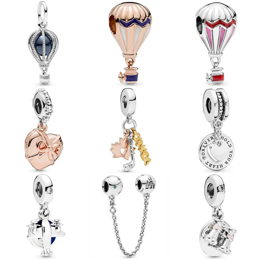 

Rose Air Balloon Airplane Binoculars Forever Hold Your Heart Pendant Charm Fit Pandora Bracelet 925 Sterling Silver Bead Jewelry
