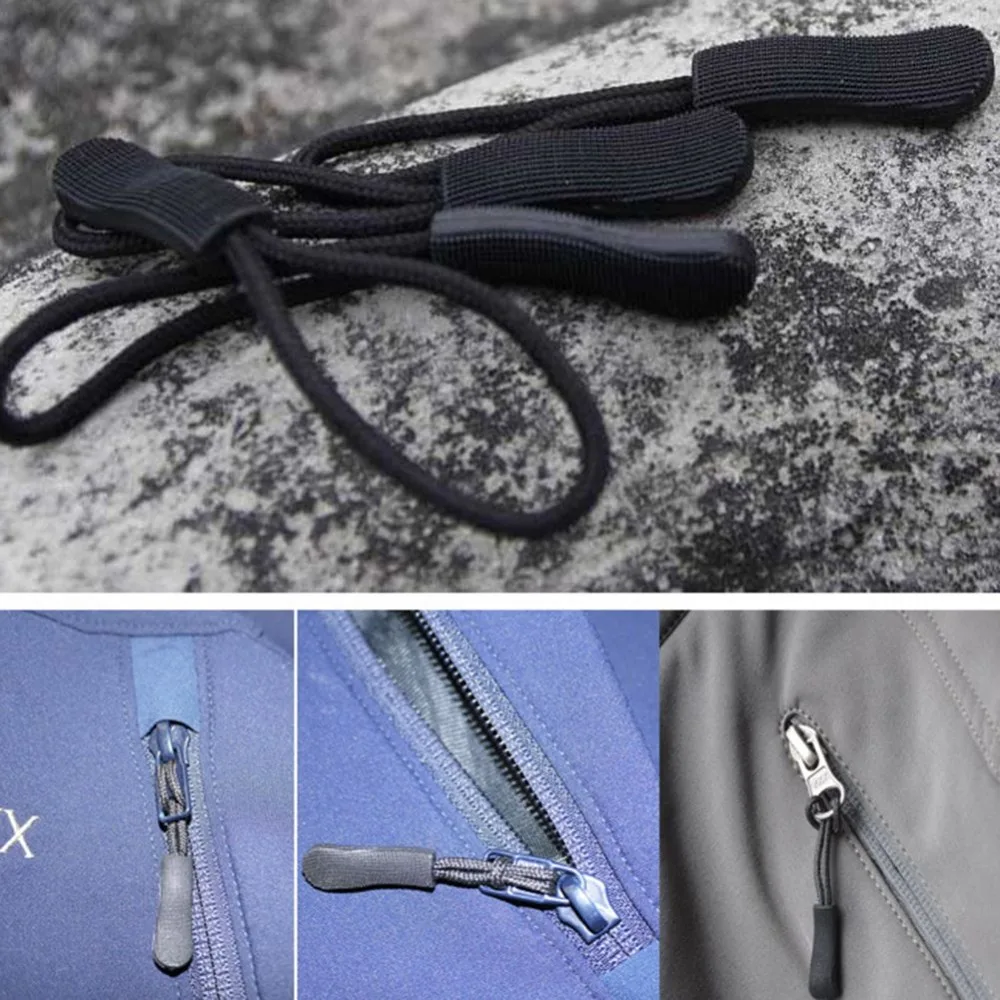 Zipper Puller 10pcs Camping Bag Replacement Backpack Clothes Zipper Tag Cord EDC Outdoor Camp Extension Fixer Travel Kit