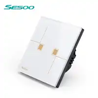 SESOO Remote Control Switch 2 Gang 1 Way Waterproof Tempered Glass Panel Touch Switch Wireless Remote Light Switch No Controller