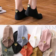 Женские носки Kawaii Love с вышивкой Happy модные забавные Женские носочки Короткие хлопковые красивые летние носки в стиле Харадзюку