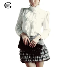 Lace Girl Black / White Women Office Blouses Long Sleeve Formal Blusas For Ladies 2018 Spring Shirts Tops Ruffle Fashion OL Tops